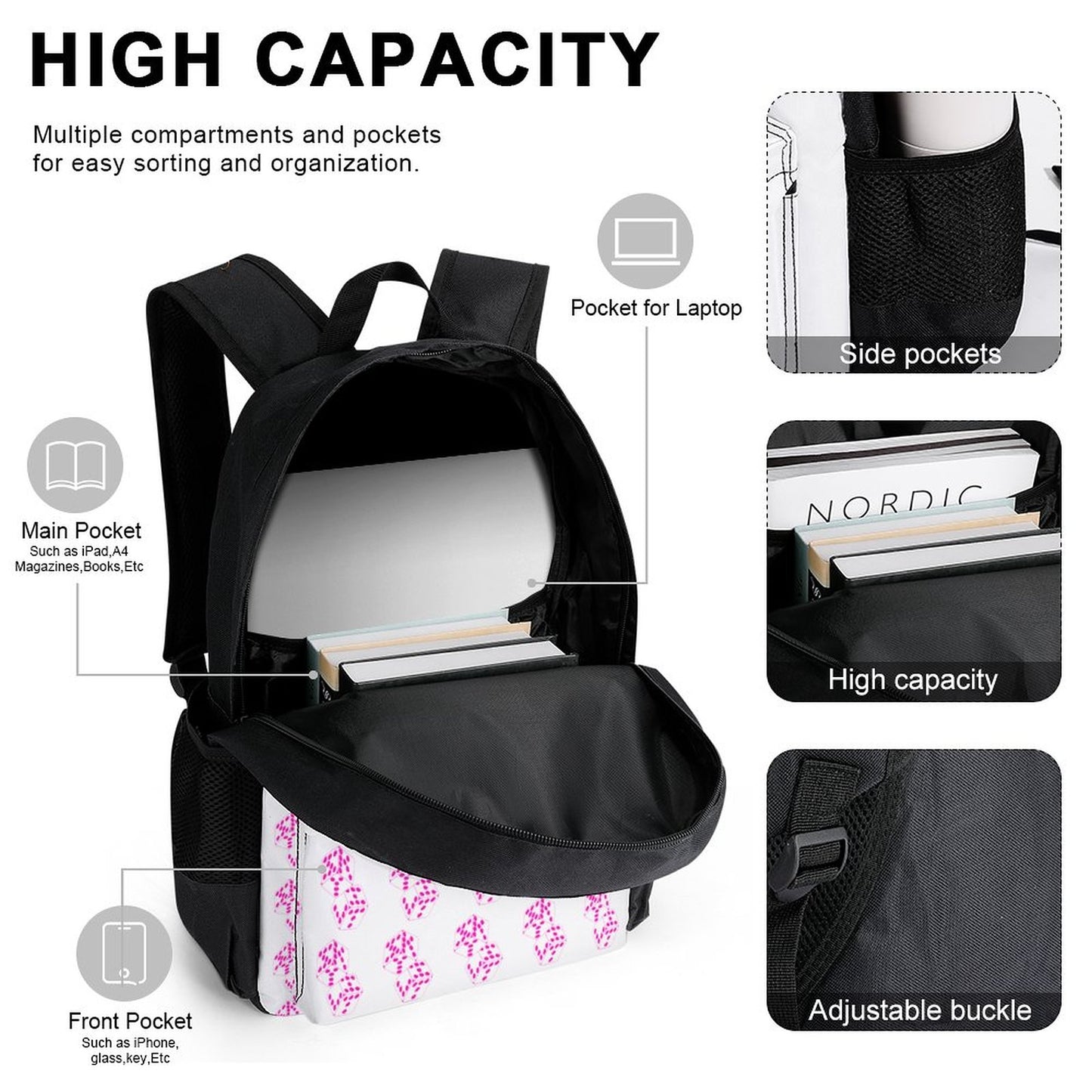 Set of 3 Skylit Bags PINK (Shoulder Bag Lunch Bag & Pencil Pouch)